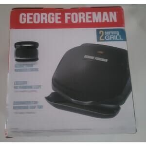 George Foreman Compact 2 Serving Grill GR10B New 082846033732-L2 Black